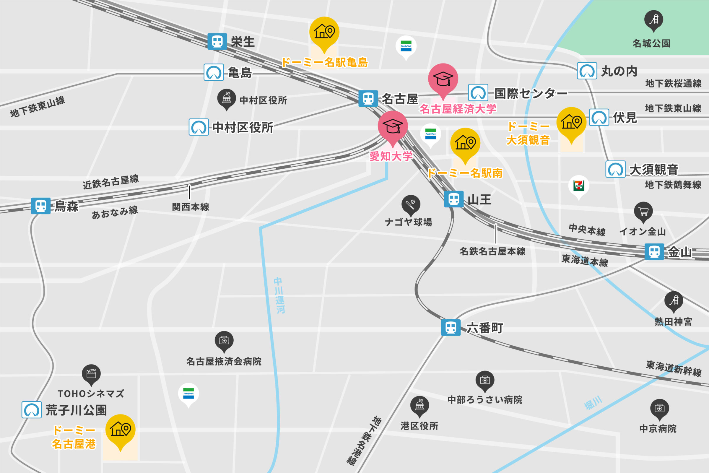 名駅エリアの地図
