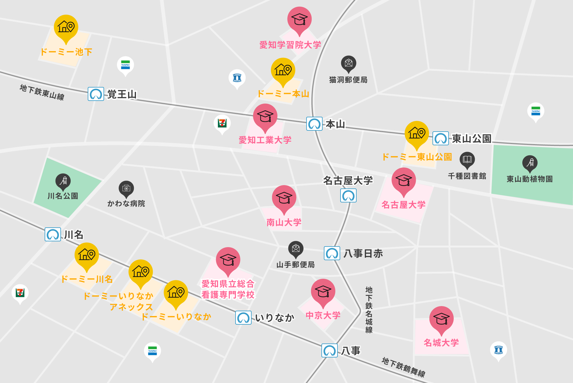 本山エリアの地図