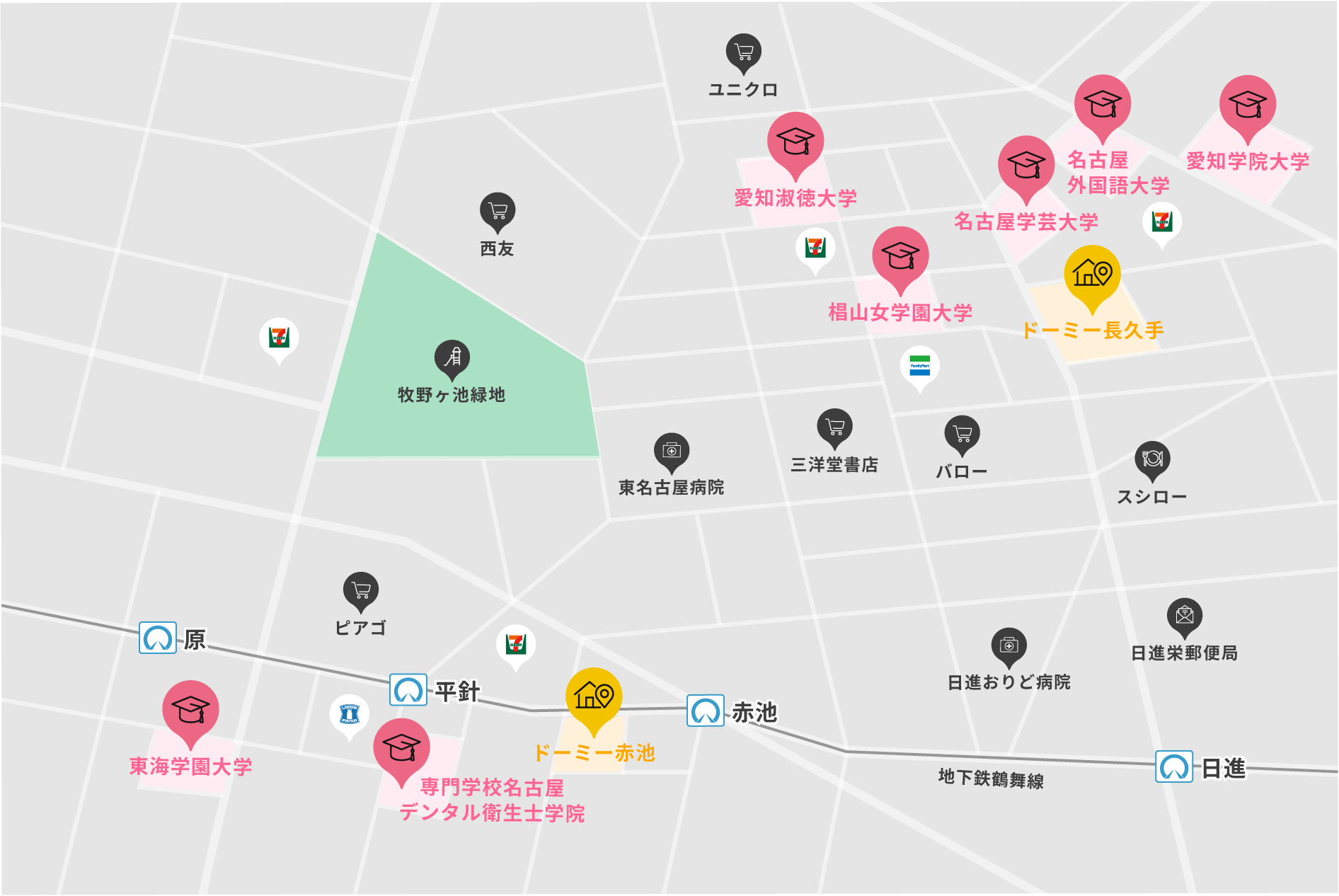 日進エリアの地図